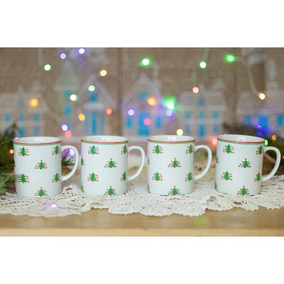Set of 4 "Noel" J. Schofield Manuel Mugs | Vintage Christmas Coffee Cups - Picture 1 of 6
